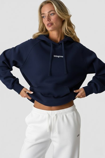 Everyday Hoodie White Print (Navy Bluecolor)  Women - Image 4