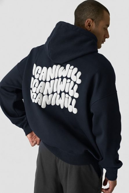 Everyday Relaxed Hoodie Navy blue Print white - Image 5