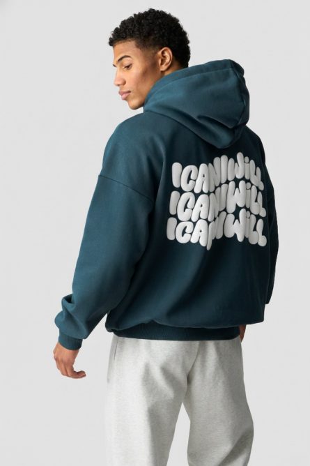 Everyday Relaxed Hoodie Print M Dark Dusty Teal - Image 3