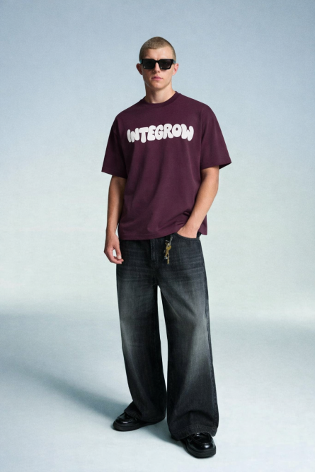 Dark maroon  Premium Drop Shoulder Oversized T-Shirt - Image 3